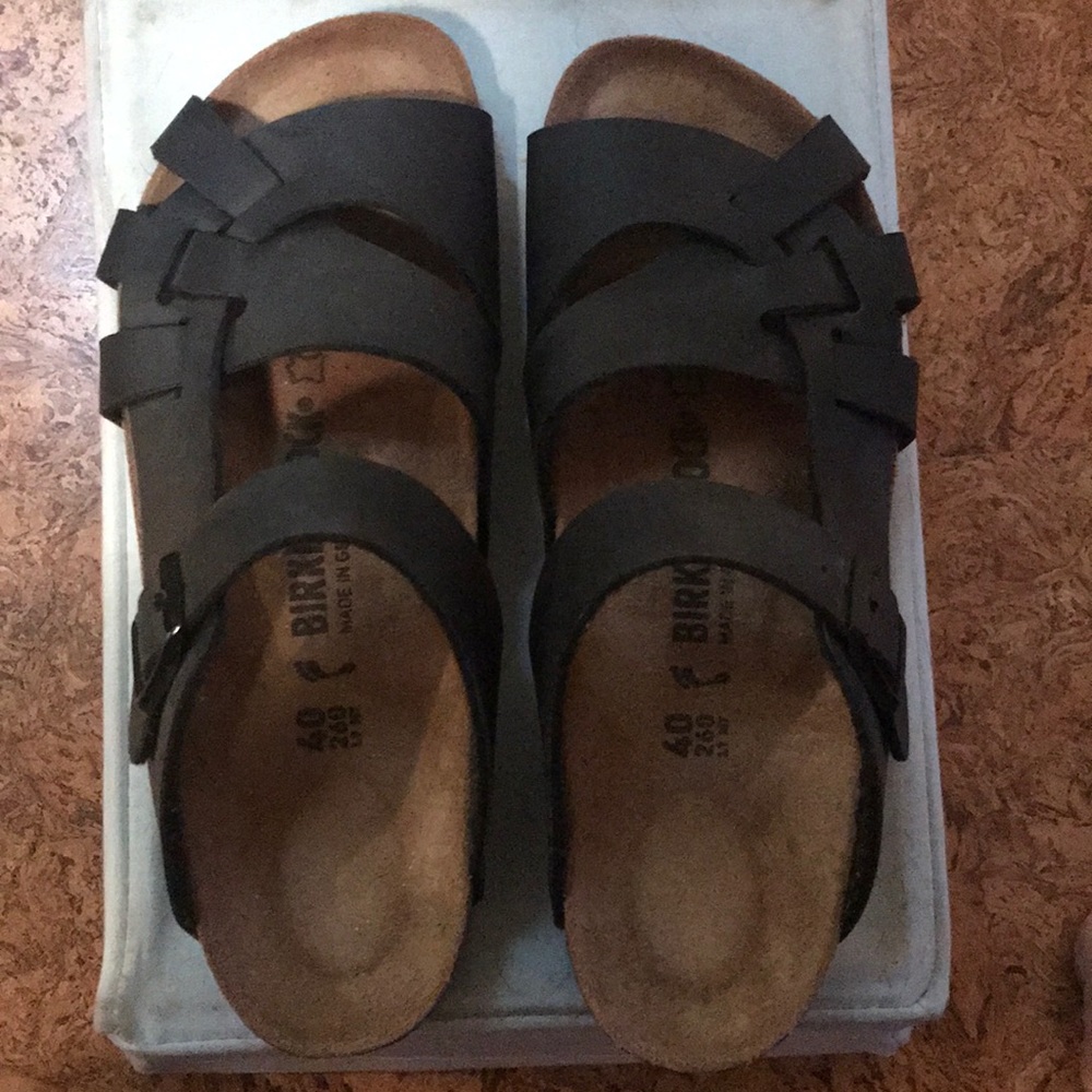 Birkenstock Pisa birko floor black leather size 10